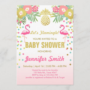 Convite Chá de fraldas Flamingo Tropical
