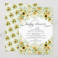 Chá de fraldas Floral Amarelo de girassol