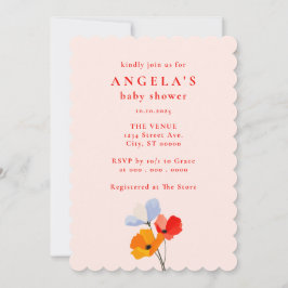 Convite Chá de fraldas Floral Bold Poppy