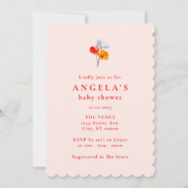 Convite Chá de fraldas Floral Bold Poppy