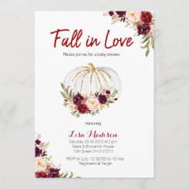 Convite Chá de fraldas Floral Branco da Abóbora