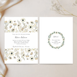 Convite Chá de fraldas Floral Branco + fralda