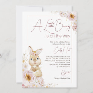 Convite Chá de fraldas Floral Bunny Chic Blush Boho