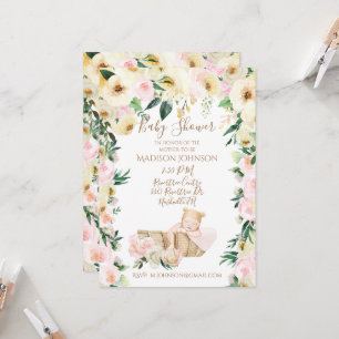 Convite Chá de fraldas Floral Cama de Bebê