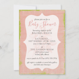 Convite Chá de fraldas Floral chique Rosa Rústico De Madei