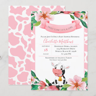 Convite Chá de fraldas Floral Cor-de-rosa, branco e sagrad