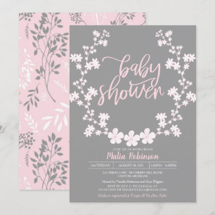 Convite Chá de fraldas floral da grinalda da respiração