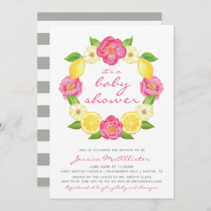 Convite Chá de fraldas floral da menina do rosa do rosa do