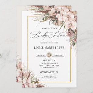 Convite Chá de fraldas Floral da Orquídea Orquídea do Boho