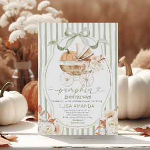 Convite Chá de fraldas Floral da Pumpkin Verde Sage