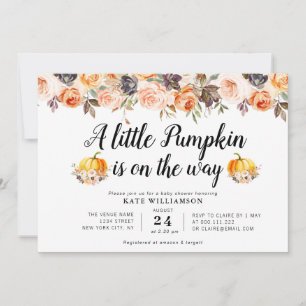 Convite chá de fraldas floral de abóbora