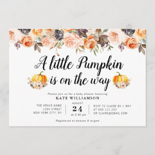 Convite chá de fraldas floral de abóbora