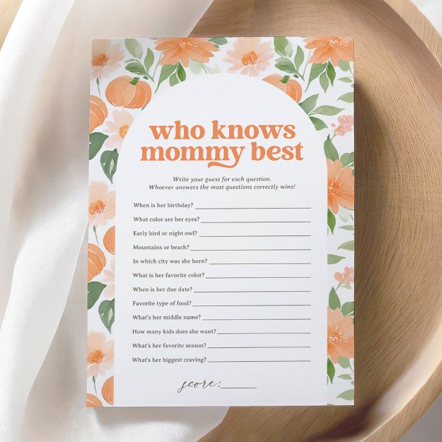 Convite Chá de fraldas Floral De Abóbora Que Conhece Melho (Criador carregado)