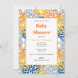 Convite Chá de fraldas Floral de Abstrato Brilhante de Ver