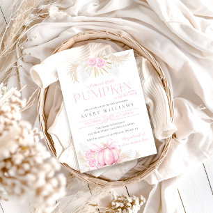 Convite Chá de fraldas Floral de Arco Rosa Pumpkin Girl