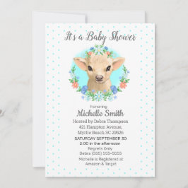 Convite Chá de fraldas Floral de Boi Azul