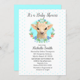 Convite Chá de fraldas Floral de Boi Azul