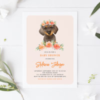 Chá de fraldas Floral de Dachshund Peach Cáudia