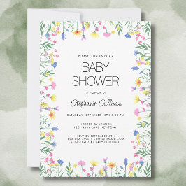 Convite Chá de fraldas Floral de Flor Selvagem
