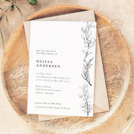 Convite Chá de fraldas Floral de Flor Selvagem Moderno
