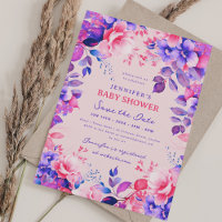 Chá de fraldas Floral de Jardim Roxo - Data de Sal