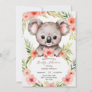 Convite Chá de fraldas Floral de Koala