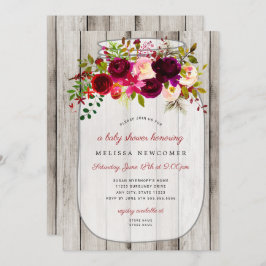 Convite Chá de fraldas floral de madeira de pedras russas