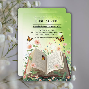 Convite Chá de fraldas Floral de Storybook do Jardim Moder