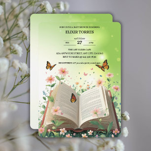 Convite Chá de fraldas Floral de Storybook do Jardim Moder