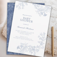 Chá de fraldas Floral Desenho da Linha Azul Clássi