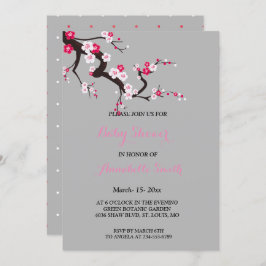 Convite Chá de fraldas floral do rosa elegante da flor de