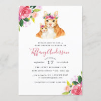 Chá de fraldas Floral Doce Mãe E Gato Bebê
