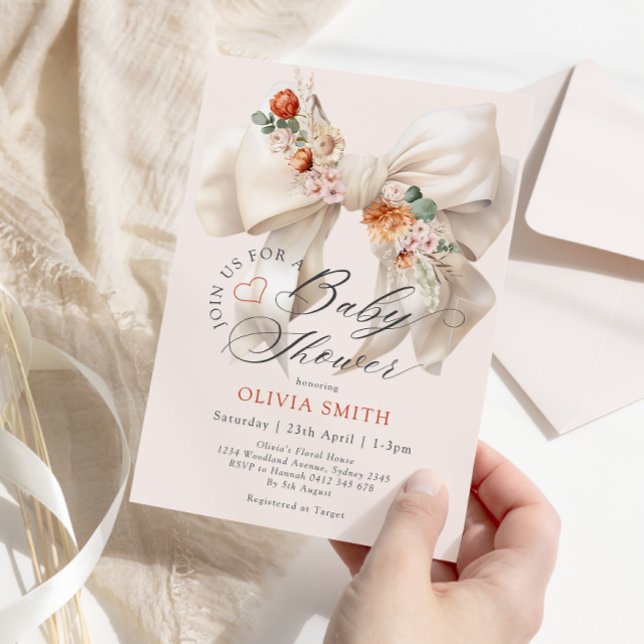 Convite Chá de fraldas Floral Elegante (Criador carregado)