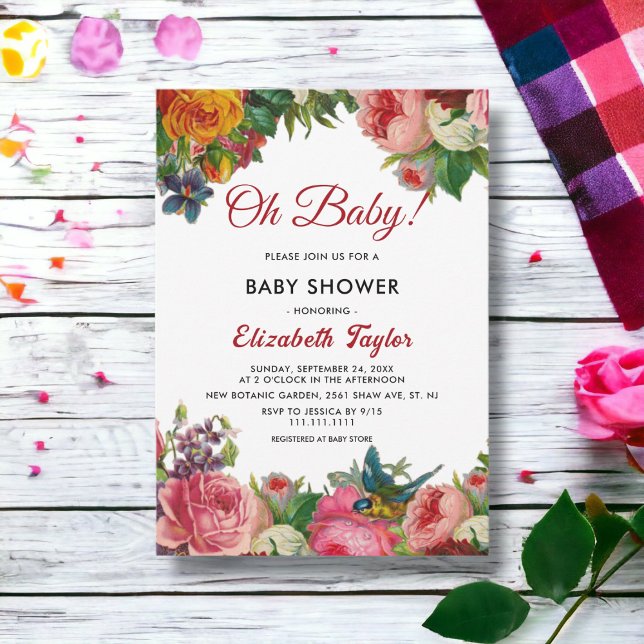Convite Chá de fraldas Floral Elegante Boho Botânico (Criador carregado)