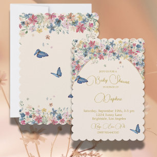 Convite Chá de fraldas Floral Field Elegante Moderno Doura