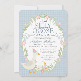 Convite Chá de fraldas Floral Gingham Bobo Azul