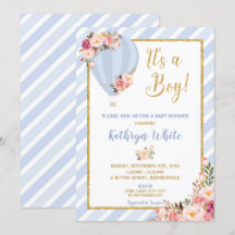 Chá de fraldas Floral Hot Air Balloon