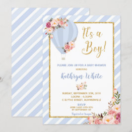 Convite Chá de fraldas Floral Hot Air Balloon