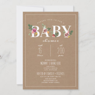 Convite Chá de fraldas Floral Inspirado no Cardstock