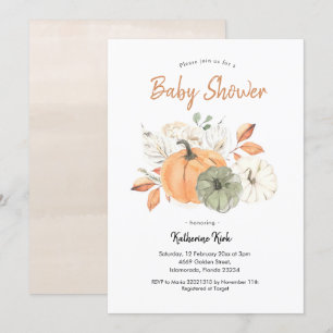 Convite Chá de fraldas Floral Minimalista Simples de Abóbo
