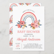 chá de fraldas Floral Moderno Arco-Íris Elegante