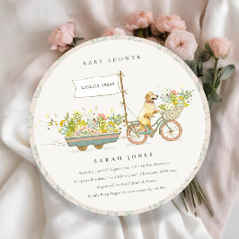 Convite Chá de fraldas Floral para Retriever de Ouro em cr