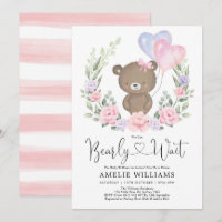 Chá de fraldas Floral Púrpura De Urso Rosa, Garota