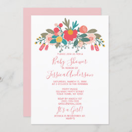 Convite Chá de fraldas Floral Rosa