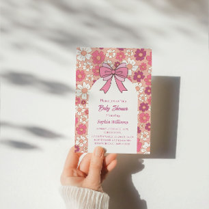 Convite Chá de fraldas Floral Rosa - Chá de fraldas Rapari