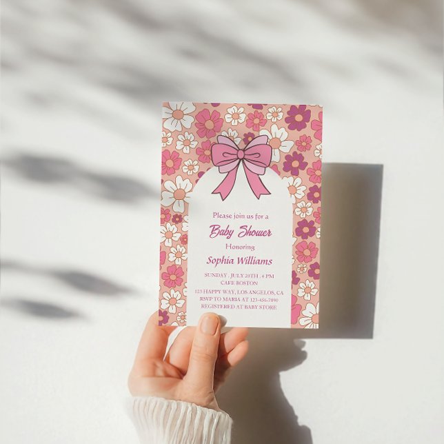 Convite Chá de fraldas Floral Rosa - Chá de fraldas Rapari (Criador carregado)