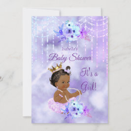 Convite Chá de fraldas floral Roxo Teal Rapariga Étnica
