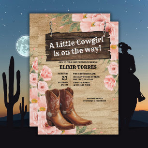 Convite Chá de fraldas Floral Russo Cowgirl Boots