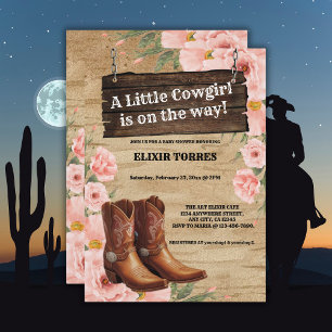 Convite Chá de fraldas Floral Russo Cowgirl Boots