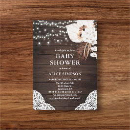 Convite Chá de fraldas Floral Rustic Wood Boho